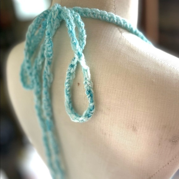 SPARKLING BLUE CROCHETED BIKINI - Picture 7 of 11